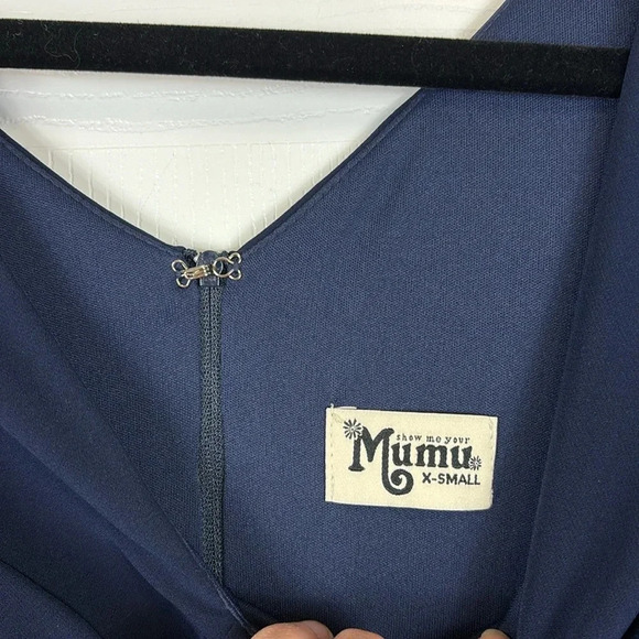 NWT Show Me Your Mumu navy Zurich knot gown sz xs - Picture 6 of 12